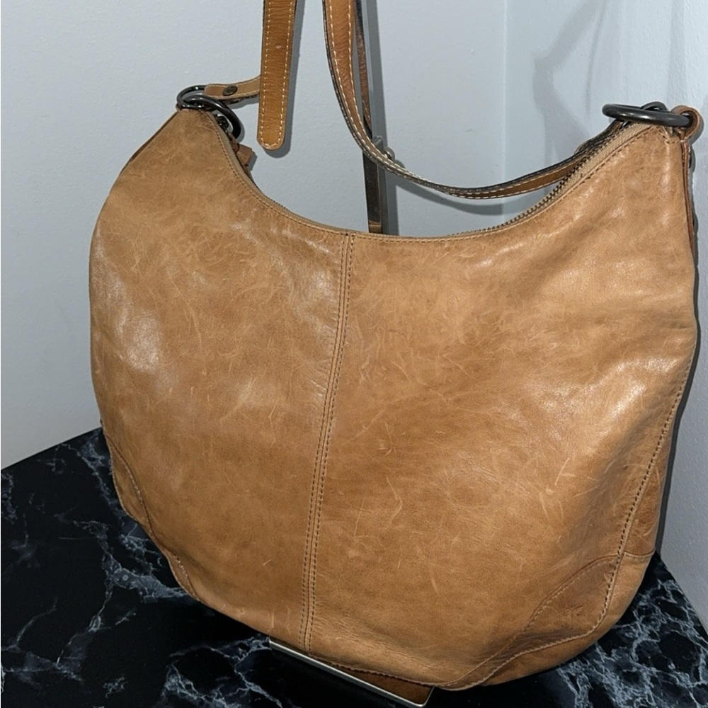 Frye Melissa Scooped Hobo Leather Large Bag Beige AUTHENTIC -LIKE NEW - Picture 10 of 12